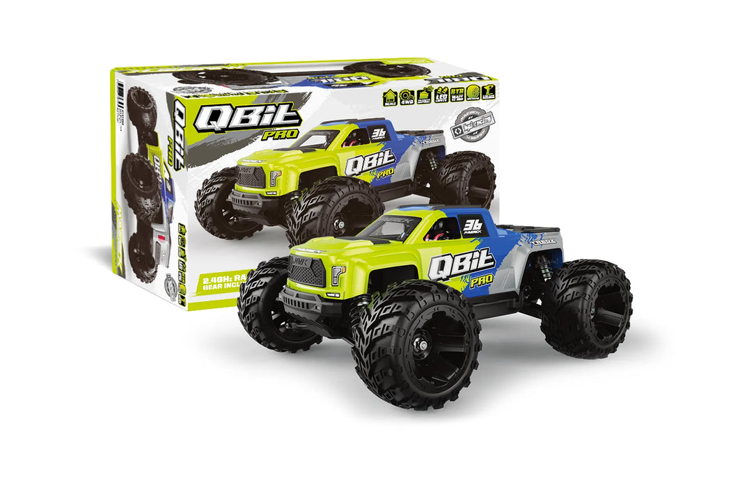 Maverick QBit Pro RC Monster Truck Electric Brushless 4WD 1/16 Scale RTR - Fluoro Green 151002
