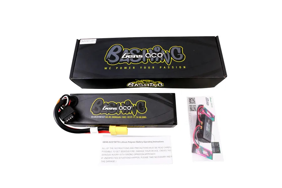 Gens Ace G-Tech 3S Bashing 8000mAh 100C 11.1V Hardcase/Hardwired Lipo Battery (EC5) - GEA8K3S10E5GT