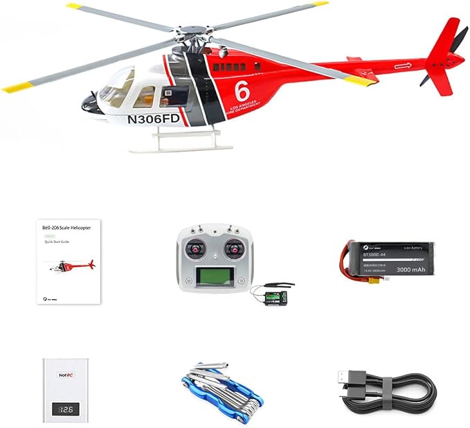 FLYWING Bell 206 V4 Large 6Ch RC Helicopter 470 CLASS With H1 Flight Controller GPS - RTF (2 Blade & 4 Blade version)