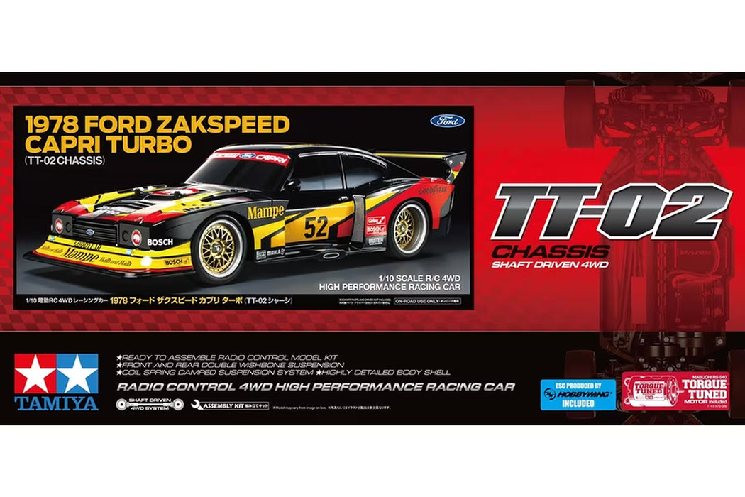 Tamiya TT-02 Ford Capri Turbo RC Car Electric 4WD 1/10 Scale Kit - Zakspeed - 47526
