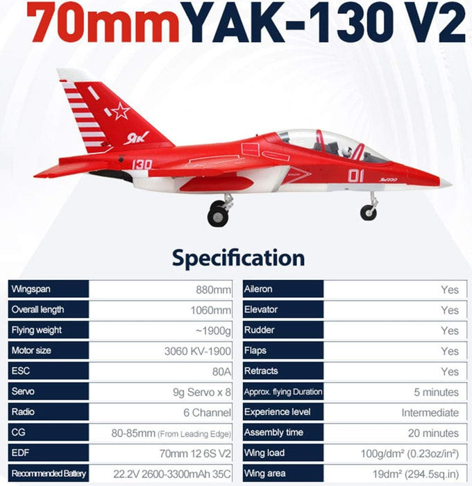 FMS YAK-130 EDF 70mm PNP V2 w/new OLEO legs