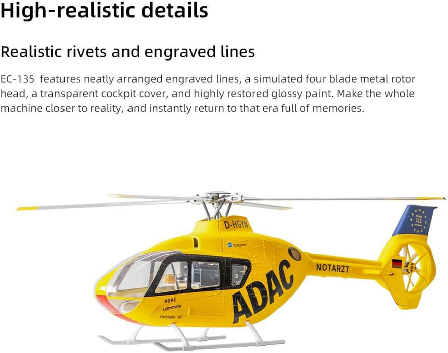 FLYWING  EC135 Eurocopter 6Ch 450L Scale 4 Blades Smart RC Helicopter w/ACE GPS Stabilization System- RTF (Yellow)
