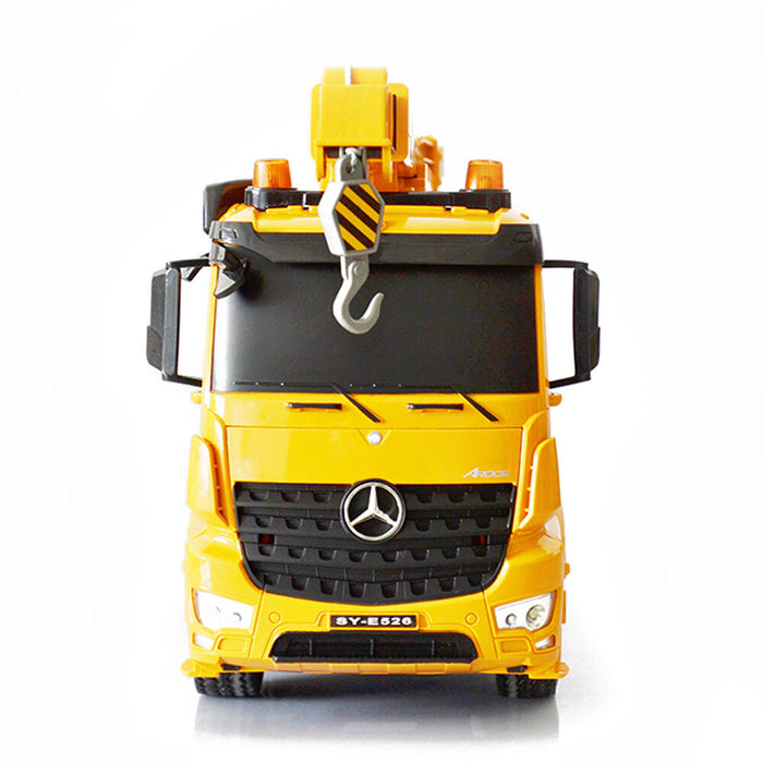 RC Mercedes Benz Actros Crane Truck with extendable Crane at front (Yellow)