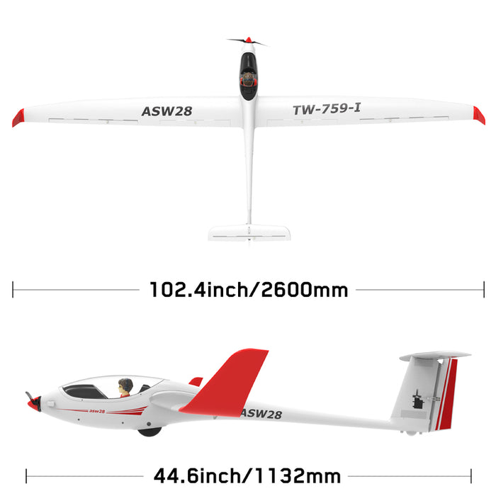 Volantex RC  ASW28 - 2600 Wing span 4 Channel RC Glider - PNP 759-1