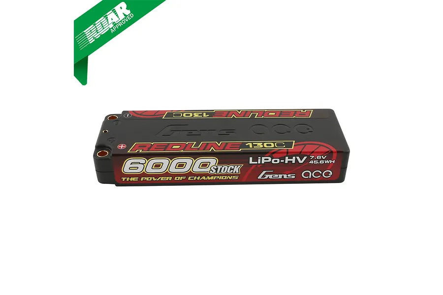 Gens Ace 4S Redline 6000mAh 15.2V 130C Hardcase/5mm bullet HV LiPo Battery (5.0mm Bullet)