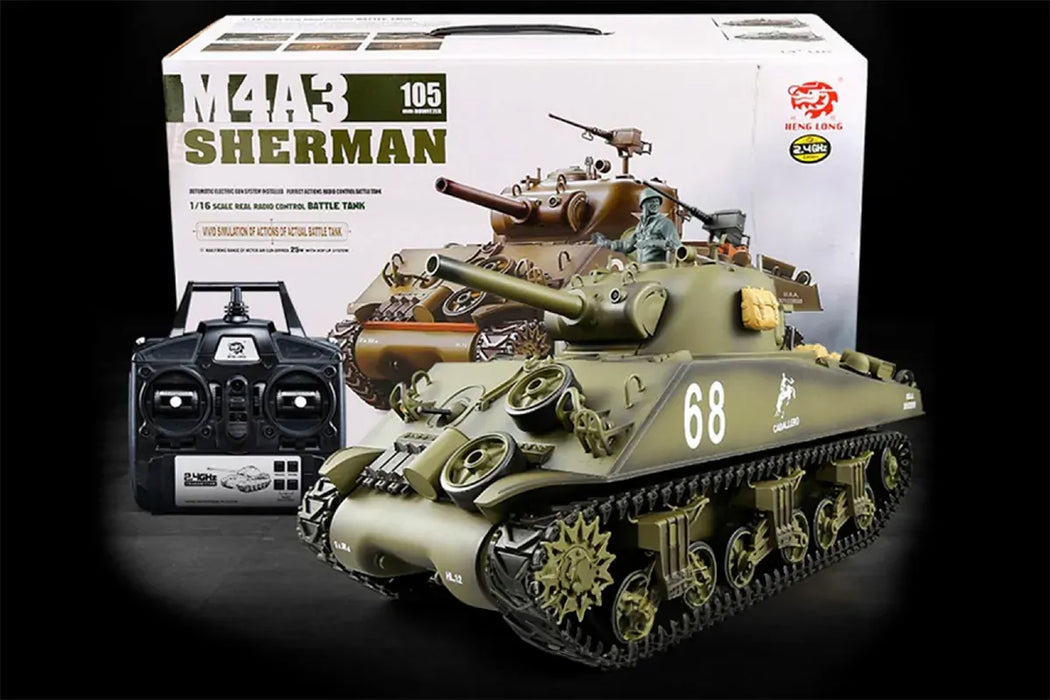 Heng Long 1/16 USA M4A3 Sherman Metal Version RC Main Battle Tank -  HL-3898-1 Pro