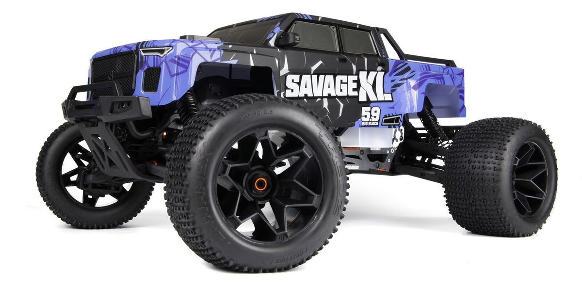 HPI 1/8 Savage XL 5.9 GTXL-6 - Nitro Monster Truck Blue with 3