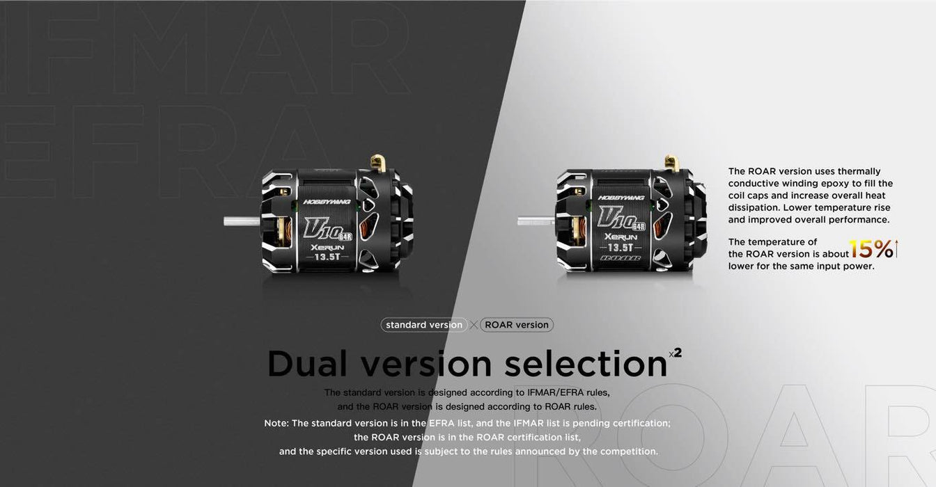 Hobbywing XeRun V10 G4R 17.5T Sensored Brushless Motor - ROAR  - 30401745