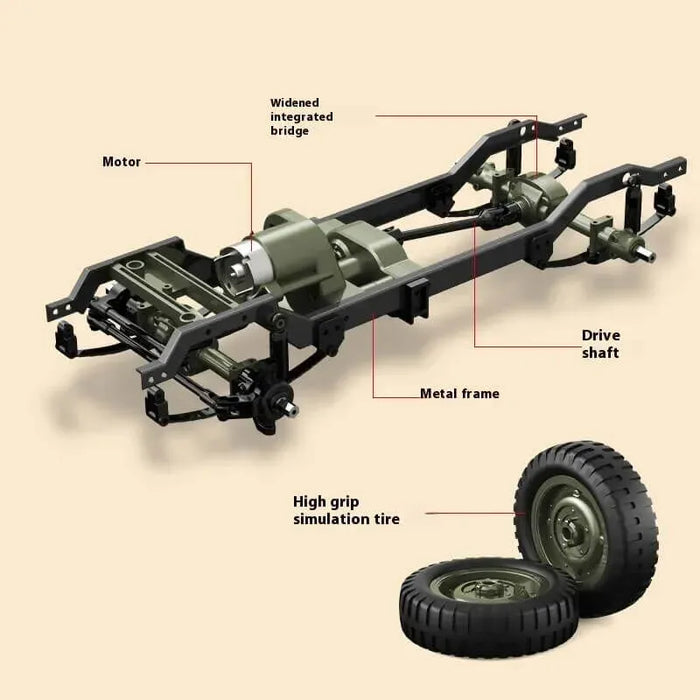 JJRC 1/10 Willys Jeep 4WD Military RC Crawler - Pro version with Canvas & Winch
