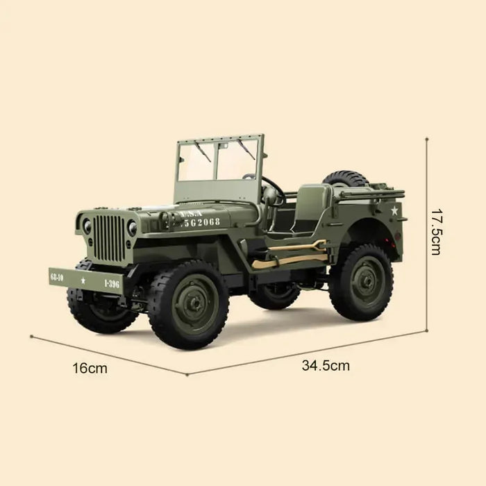 JJRC 1/10 Willys Jeep 4WD Military RC Crawler - Pro version with Canvas & Winch