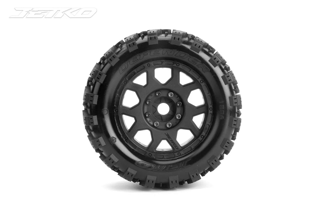 Jetko 1/8 MT 3.8 Defender Belted Tyres On Black Claw Rims w/ Medium Soft Inserts, 17mm - 2Pcs (JKO1806CBMSGB) suits Traxxas Maxx, Sledge, Kraton, Notorious, Savage