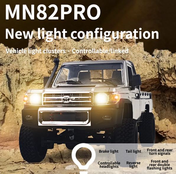 Toyota Land Cruiser LC79 1/12 Scale 4WD RC Crawler with LED Lights - Graphite Grey