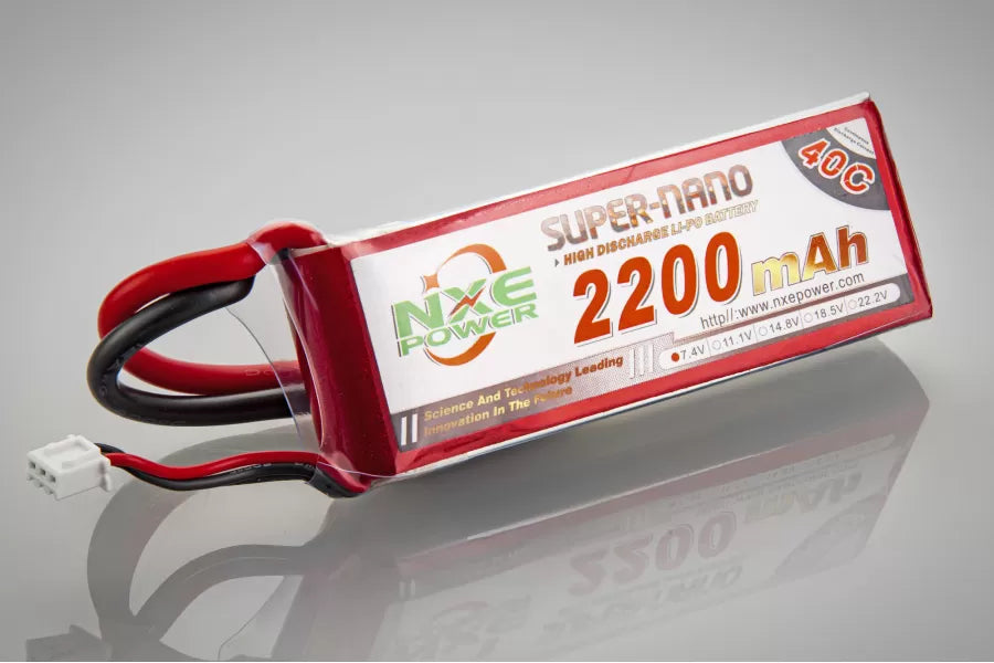 NXE 11.1V 3S 2200mAh 40C Super Nano LiPo Battery with XT60 connector