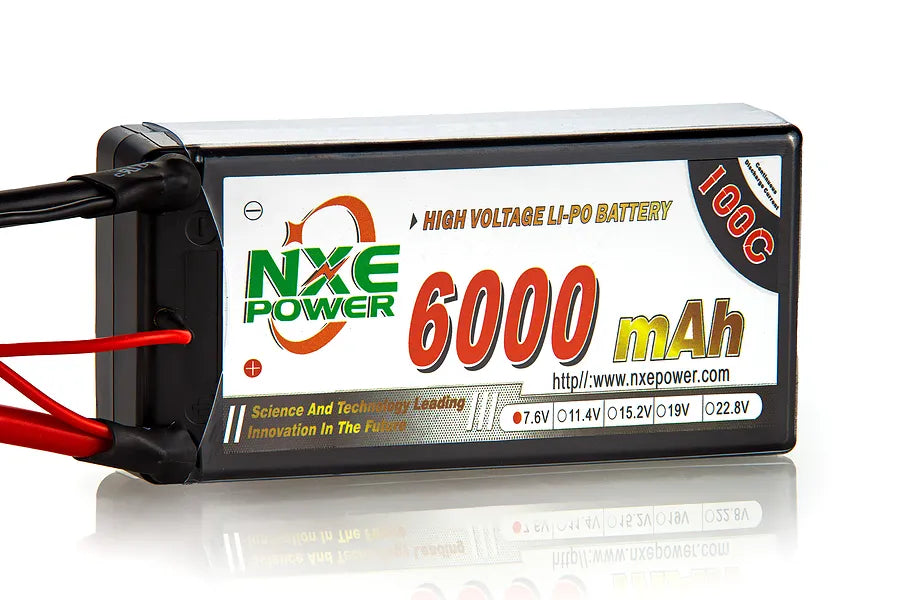 NXE 7.4v 6000mAh 100C Hard Case LiPo Shorty Battery - Deans