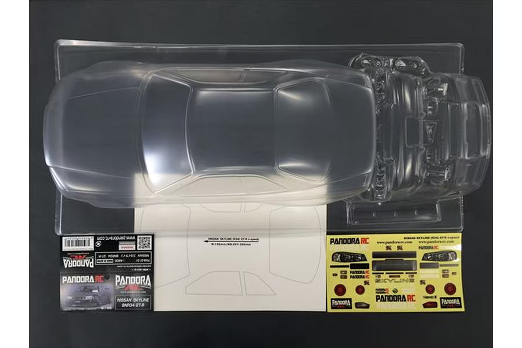 Pandora RC 1/10 Nissan Skyline R34 GT-R V-Spec II Unpainted Body Shell - PAB-3131