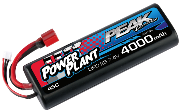 Peak Racing Power Plant Lipo 4000 7.4 V 45C (Black case, Deans Plug)