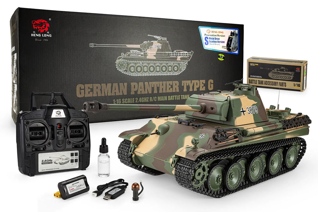 Heng Long German Panther Type G RC Tank Electric Tracked 1/16 Scale RTR - 3879-1U