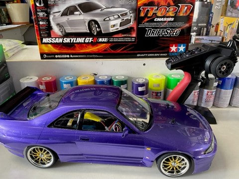 Tamiya 1/10 TT-02D Nissan Skyline GT-R (R33) Expert Assembled RC Drift and On-Road RC Car - Purple