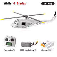FLYWING UH-1 4UH1 3D GPS 10Ch Mobil RC Helicopter - Two Blades White V4 - RTF