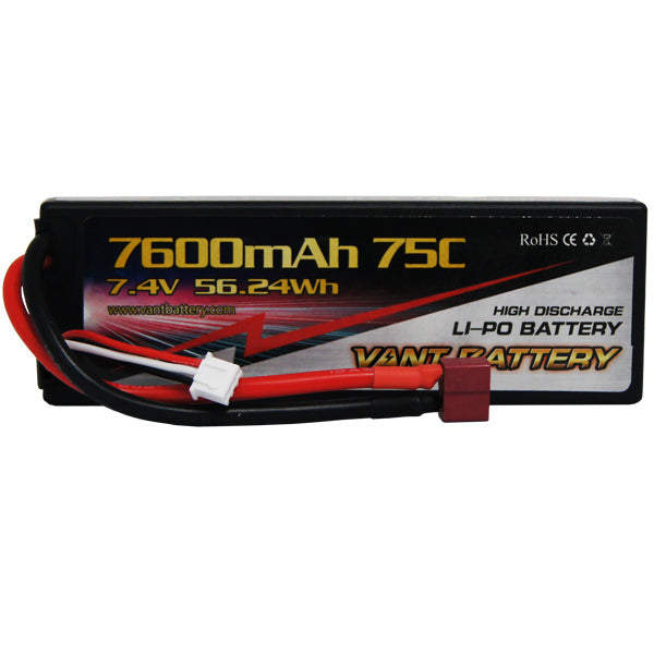 Vant 2S 7.4v 7600mAh 75C Hard Case Li-Po Battery with Deans T plug for RC Cars, Boats and Drones (Copy)