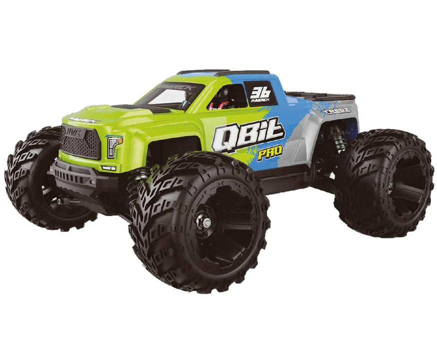 Maverick QBit Pro RC Monster Truck Electric Brushless 4WD 1/16 Scale RTR - Fluoro Green 151002
