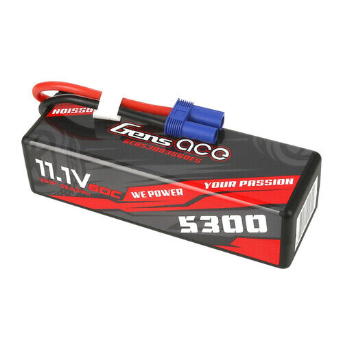 Gens Ace 3S 5300mAh 11.1V 60C Hardcase/Hardwired LiPo Battery (EC5) for Arrma