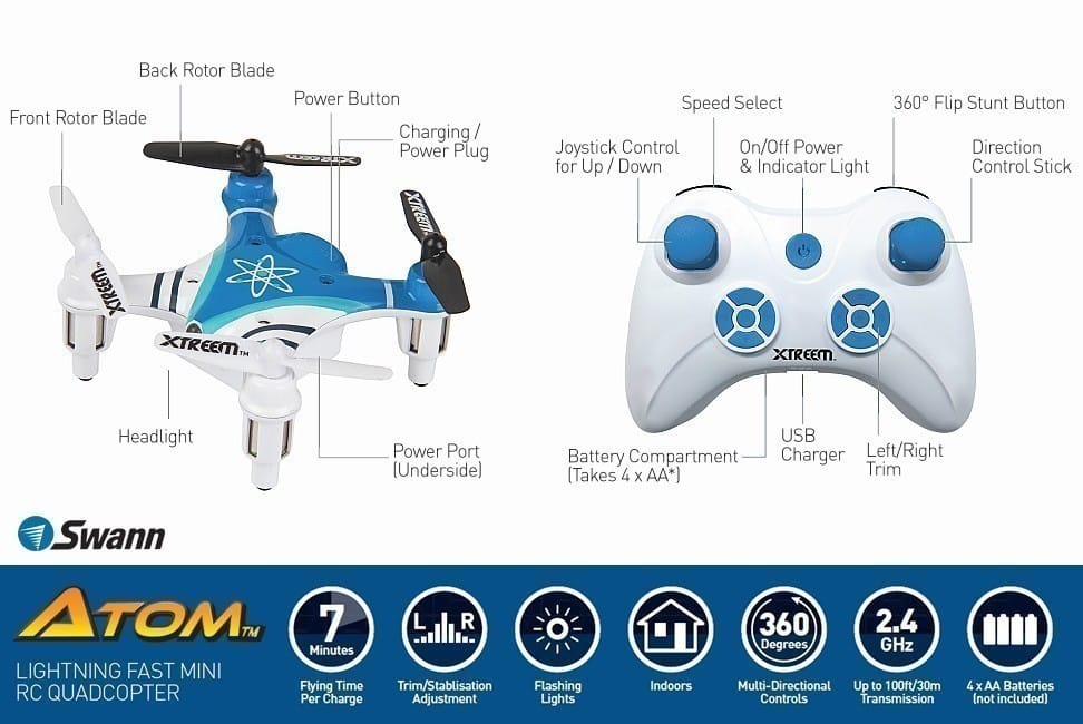 Xtreem Atom Lightning Fast Mini RC Quadcopter V2
