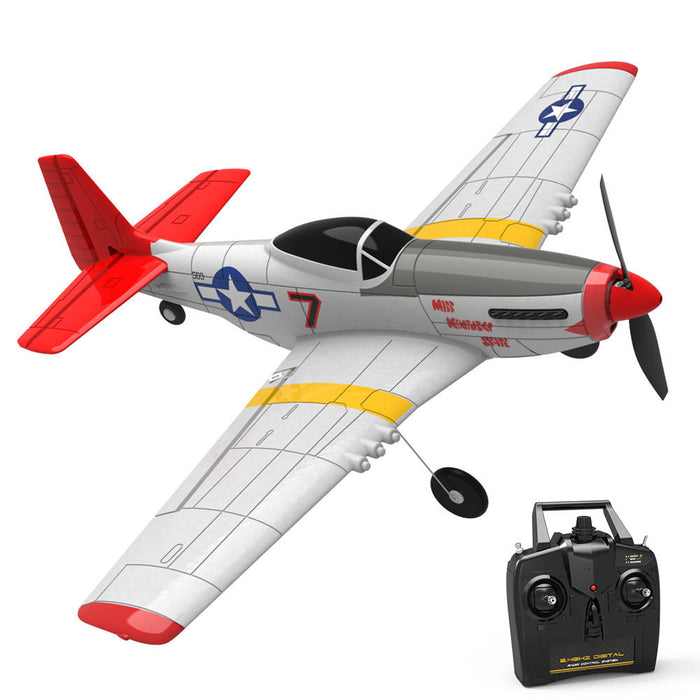 Volantex RC Mini Mustang P-51D EPP 400mm Wingspan 2.4G 6-Axis Gyro RC Airplane Trainer Fixed Wing RTF One Key Return for Beginner