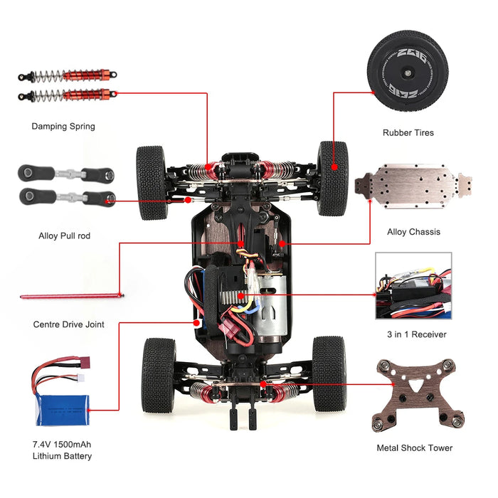 XK Wltoys 1/14 Scale 2.4GHz 4WD 60Km/h High Speed Racing Car  with 7.4v 1500mah Battery