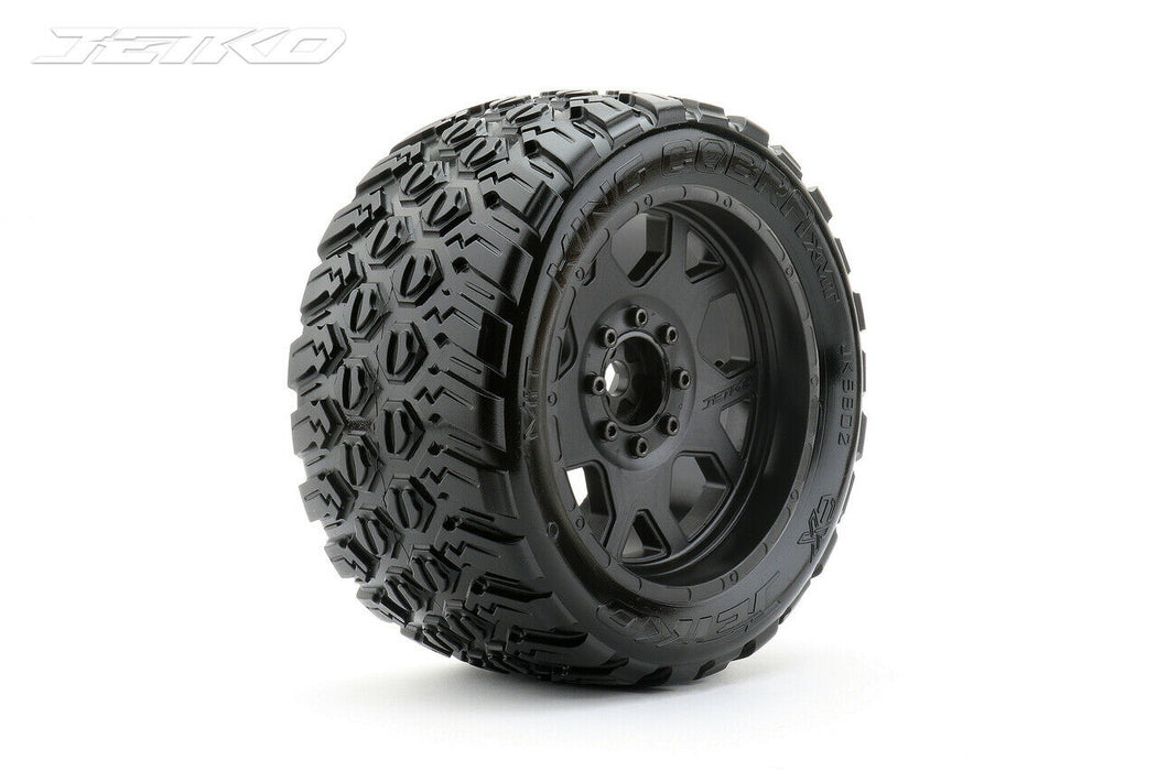 Jetko 1/5 Xmt Ex-King Cobra Tyres On Black Claw Rims w/ Medium Soft Inserts, 24mm For Arrma Kraton 8s & Outcast 8S (2Pcs)(2Pcs) - JKO5802CBMSGBB2